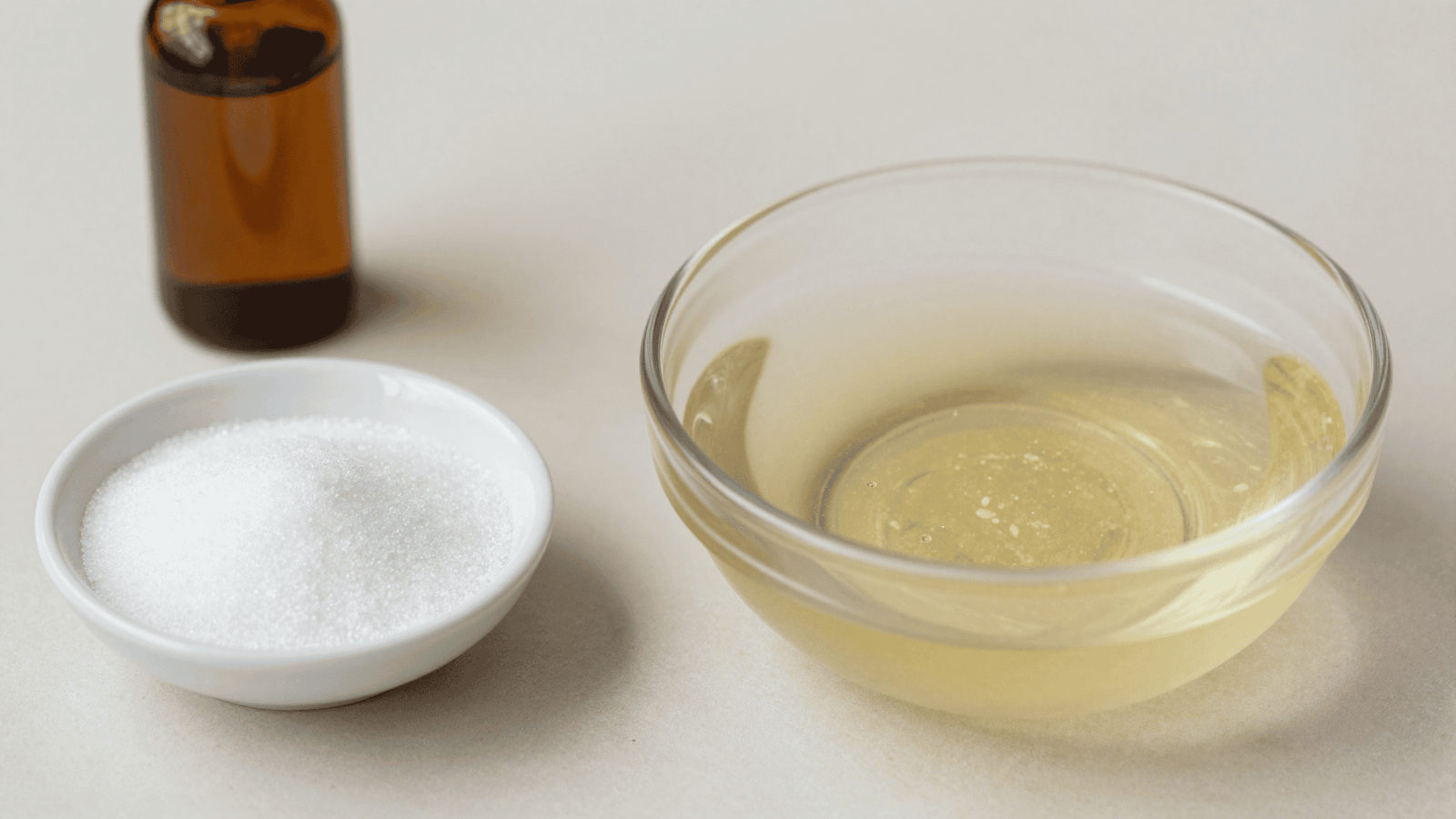 Base em gel, açúcar ou grânulos esfoliantes e óleo para a receita de gel esfoliante corporal